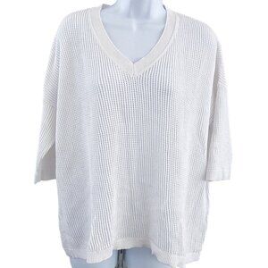 CAbi 5454 Breeze Pullover Sweater - Small - Open Knit - ¾ sleeve - White - EUC